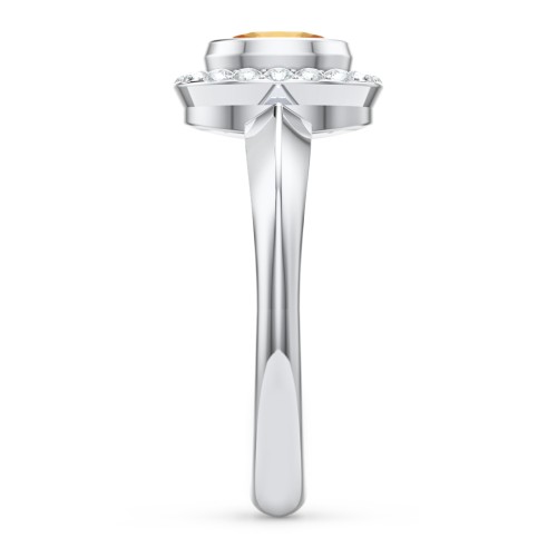 "Royal" Bezel Set Oval Cluster Ring – Sterling Silver with Citrine and White Premium Zirconia
