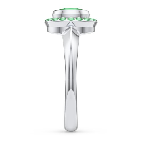 "Royal" Bezel Set Oval Cluster Ring – Sterling Silver with Emerald and Green Premium Zirconia