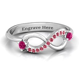 Double Stone Infinity Accent Ring in 925 Sterling Silver with Ruby and Red Premium Zirconia
