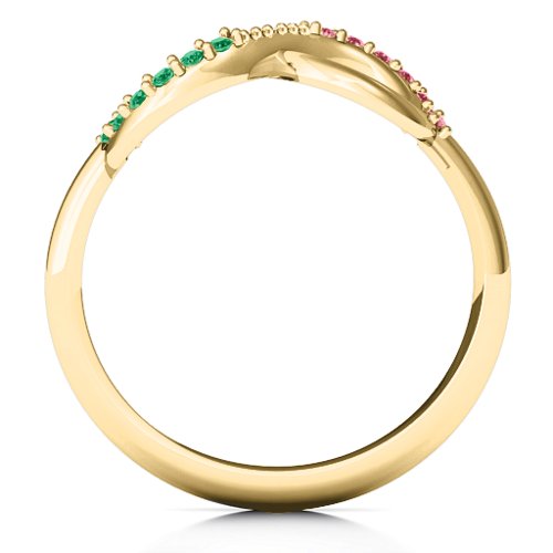 Infinity Accent Ring – 10K Yellow Gold with Green Premium Zirconia and Red Premium Zirconia
