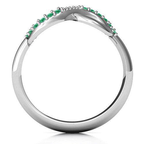 Infinity Accent Ring – Sterling Silver with Green Premium Zirconia