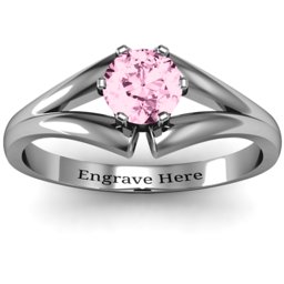 Solitaire Split Shank Ring in 10K Solid White Gold