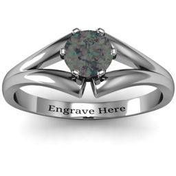 Solitaire Split Shank Ring in 925 Sterling Silver with Alexandrite
