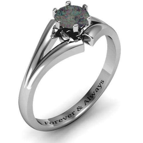 Solitaire Split Shank Ring – Sterling Silver with Alexandrite