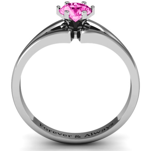 Solitaire Split Shank Ring – Sterling Silver with Pink Tourmaline