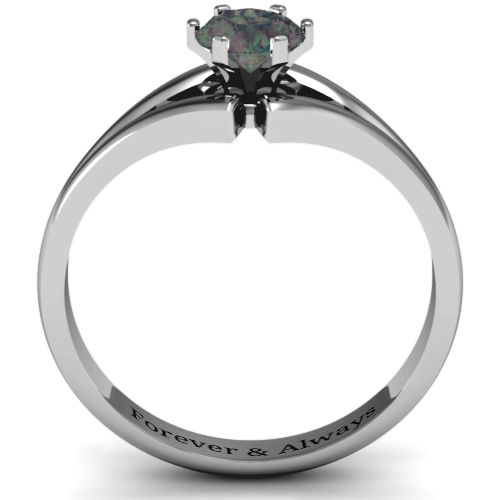 Solitaire Split Shank Ring – Sterling Silver with Alexandrite