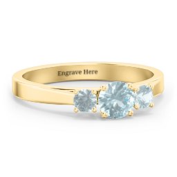 Three Stone Eternity Ring in 18K Gold Plated Silver with Aquamarine