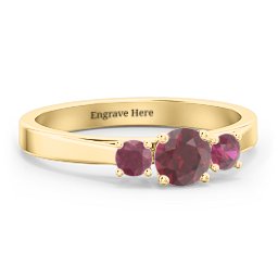 Three Stone Eternity Ring in 18K Gold Plated Silver with Ruby