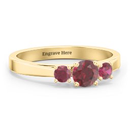 Three Stone Eternity Ring in 18K Gold Plated Silver with Ruby