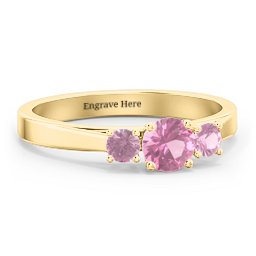 Three Stone Eternity Ring in 18K Gold Plated Silver with Pink Tourmaline