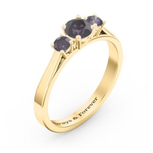 Three Stone Eternity Ring – 18K Gold Plated Silver with Alexandrite