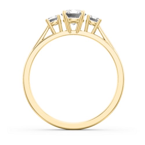 Three Stone Eternity Ring – 18K Gold Plated Silver with Cubic Zirconia