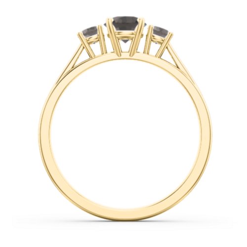Three Stone Eternity Ring – 18K Gold Plated Silver with Smokey Quartz