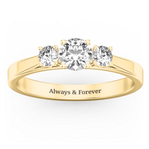 Three Stone Eternity Ring – 18K Gold Plated Silver with Cubic Zirconia