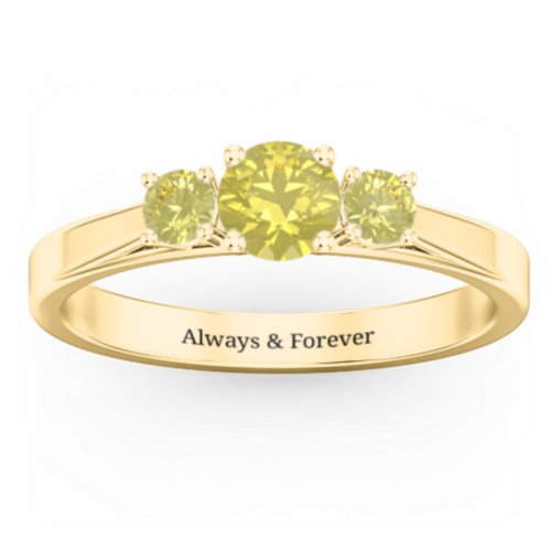 Three Stone Eternity Ring – 18K Gold Plated Silver with Citrine