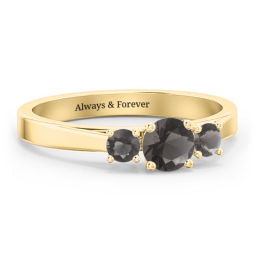 Three Stone Eternity Ring – 18K Gold Plated Silver with Smokey Quartz