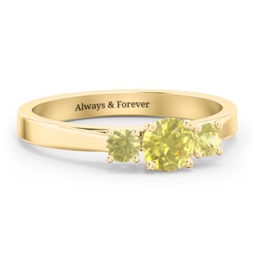 Three Stone Eternity Ring – 18K Gold Plated Silver with Citrine