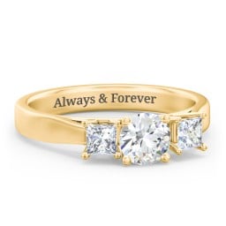 Three Stone Eternity with Princess Accents Ring