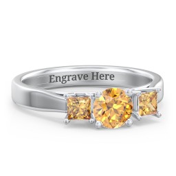 Three Stone Eternity with Princess Accents Ring