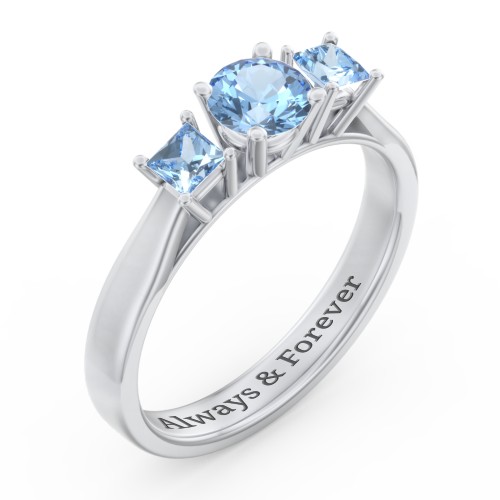 Three Stone Eternity with Princess Accents Ring
