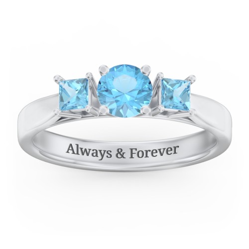 Three Stone Eternity with Princess Accents Ring