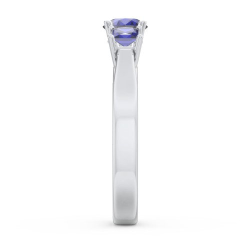 Three Stone Eternity with Princess Accents Ring – Sterling Silver with Blue Sapphire