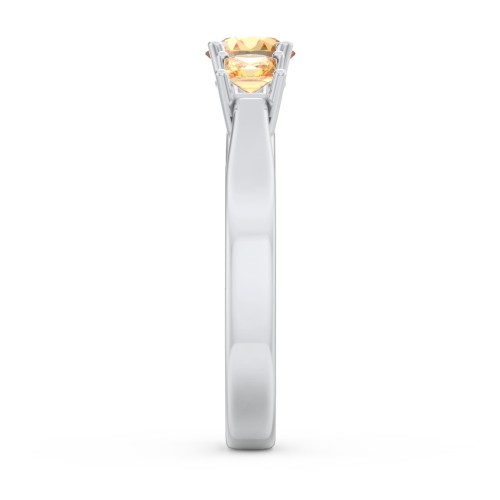 Three Stone Eternity with Princess Accents Ring – Sterling Silver with Citrine