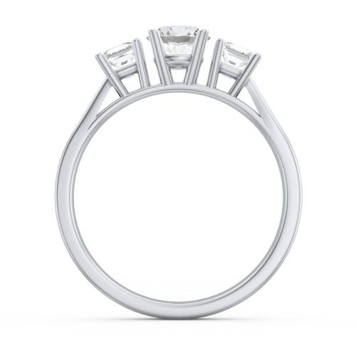 Three Stone Eternity with Princess Accents Ring – Sterling Silver with Cubic Zirconia