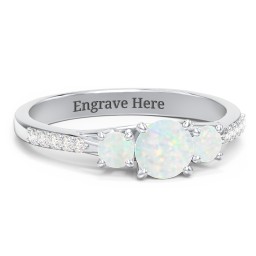 Three Stone Eternity Ring with Twin Accent Rows