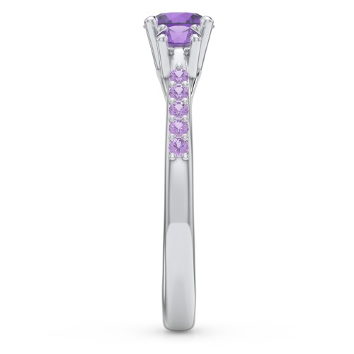 Three Stone Eternity Ring with Twin Accent Rows