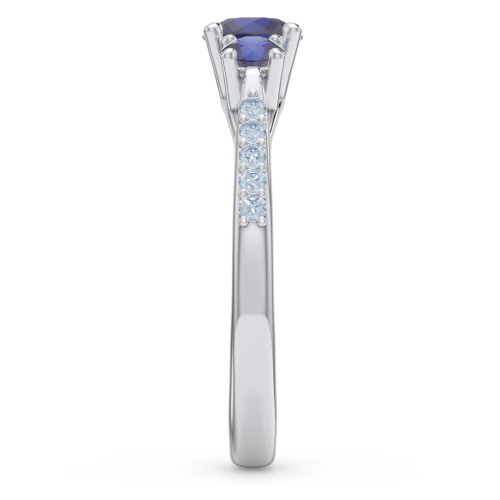 Three Stone Eternity Ring with Twin Accent Rows