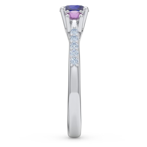 Three Stone Eternity Ring with Twin Accent Rows