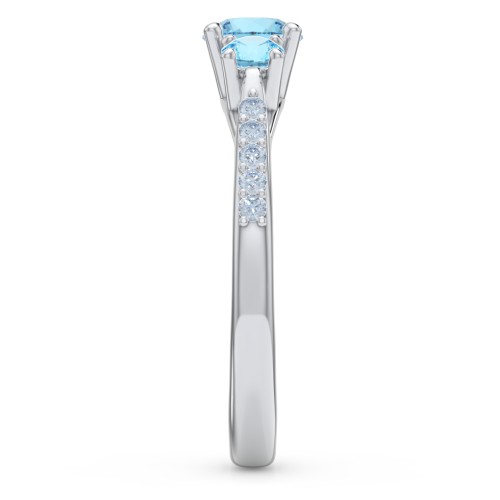 Three Stone Eternity Ring with Twin Accent Rows