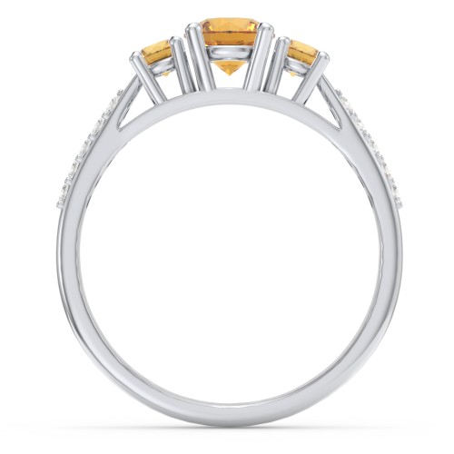 Three Stone Eternity Ring with Twin Accent Rows