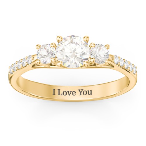 Three Stone Eternity Ring with Twin Accent Rows