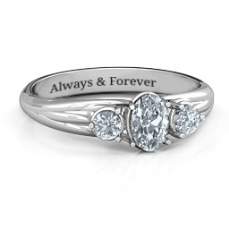 Three Stone Oval Center Ring