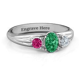 Three Stone Oval Center Ring
