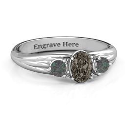 Three Stone Oval Center Ring