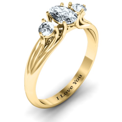 Three Stone Oval Center Ring