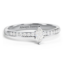 Elegant Marquise with Accent Band Ring in 925 Sterling Silver with Diamond