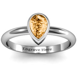 Pear with Raised Bezel Set Ring in 925 Sterling Silver with Citrine