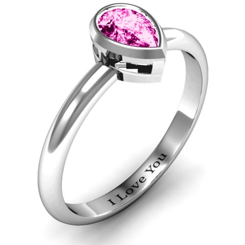 Pear with Raised Bezel Set Ring – Sterling Silver with Pink Tourmaline
