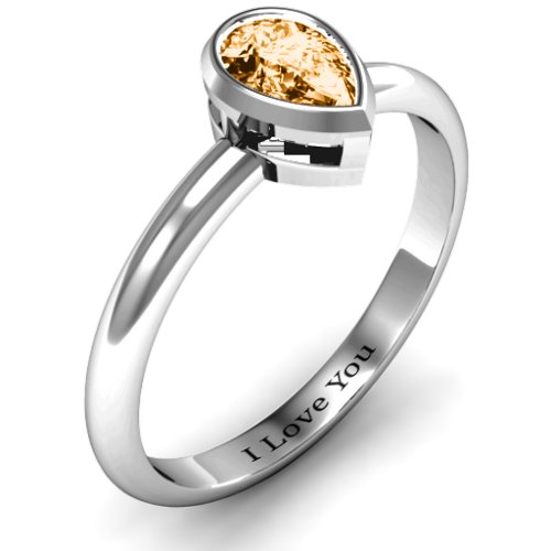 Pear with Raised Bezel Set Ring – Sterling Silver with Citrine