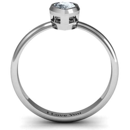 Pear with Raised Bezel Set Ring – Sterling Silver with Diamond