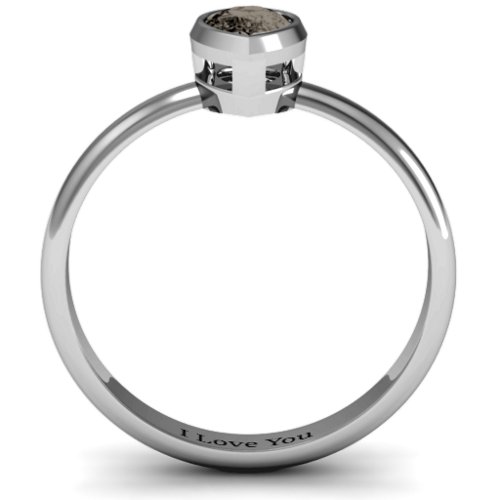 Pear with Raised Bezel Set Ring – Sterling Silver with Smokey Quartz