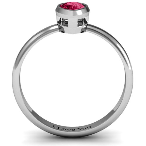 Pear with Raised Bezel Set Ring – Sterling Silver with Ruby