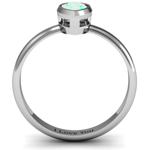 Pear with Raised Bezel Set Ring – Sterling Silver with Opal