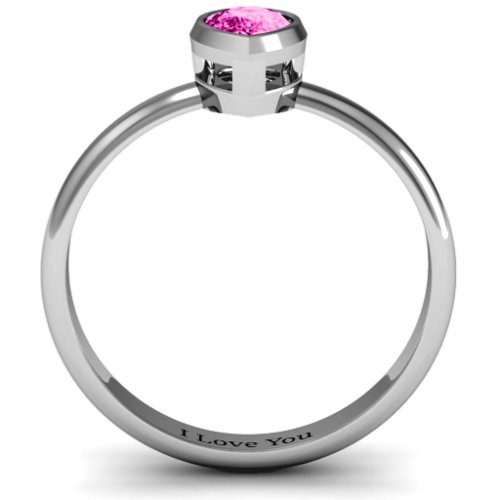 Pear with Raised Bezel Set Ring – Sterling Silver with Pink Tourmaline