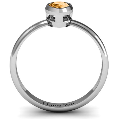 Pear with Raised Bezel Set Ring – Sterling Silver with Citrine