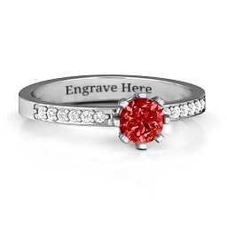 8 Prong Set Solitaire Ring with Shoulder Accents